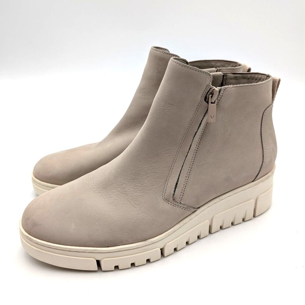 Vionic Uptown Sur Platform Wedge Ankle Boot Women's Oatmeal Nubuck Size US9 EU40